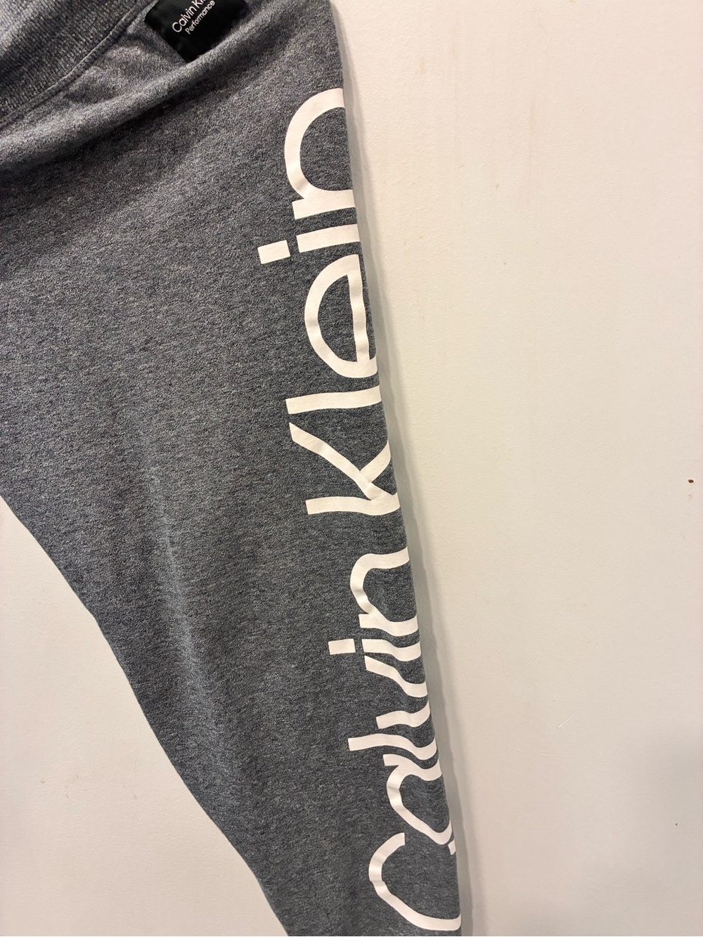 Calvin Klein Gray Straight Leg Pants with White Side Logo